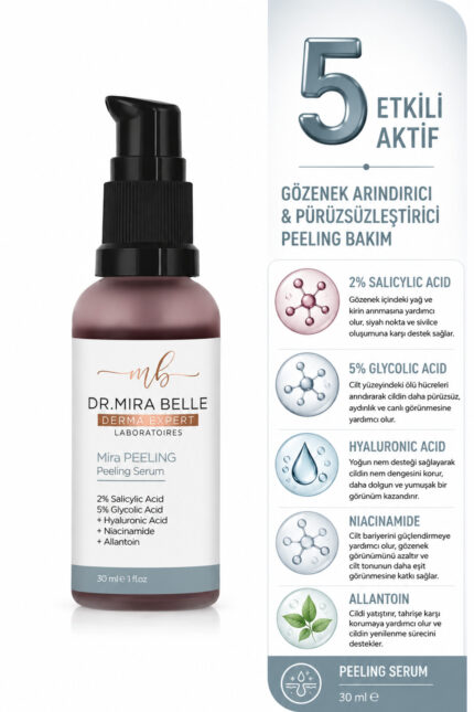 Mira Peeling Serumu %10 AHA %2 BHA Aydınlatıcı Yenileyici Tazman Biberi Özlü Peeling Serum 30 ml